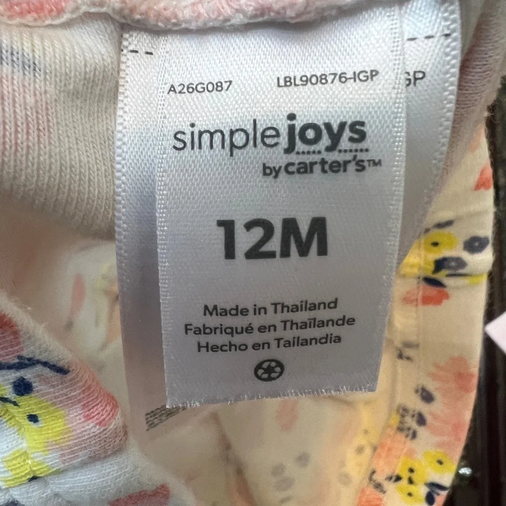 Simple Joys by Carter’s 12M White, Pink, Yellow, Blue Floral Girls Legging Pants